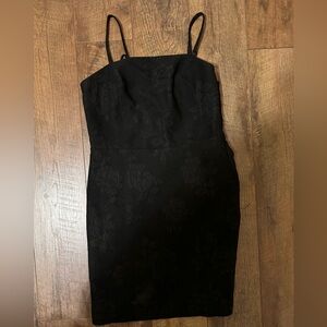 Black mini dress with roses